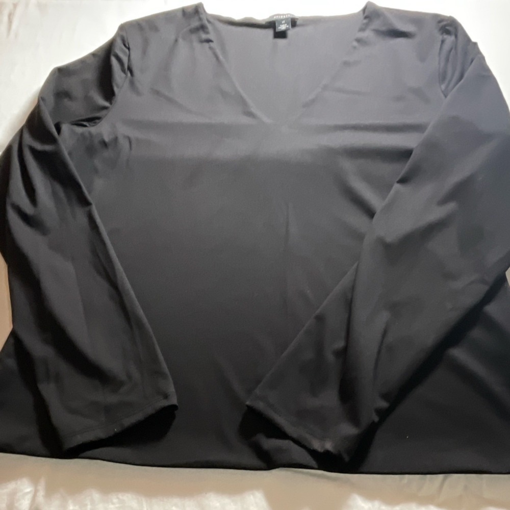 Halogen Black Solid V-Neck Long Sleeve Pullover Blouse Top Women's XL Regular